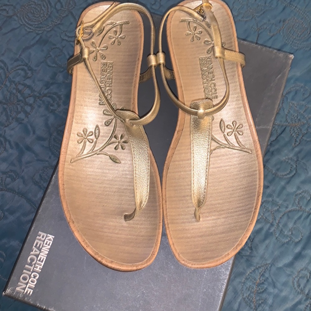 Gold Metallic thong sandals